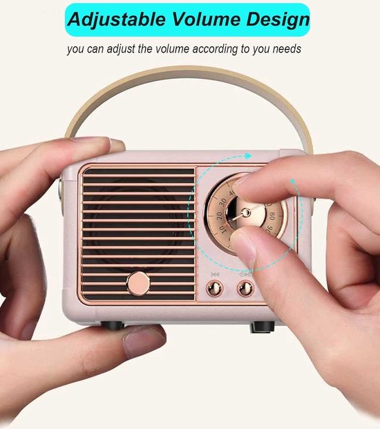 Retro bluetooth speaker- vintage decor - draagbare draadloze bluetooth speaker - Roze van Merkloos — afbeelding 4