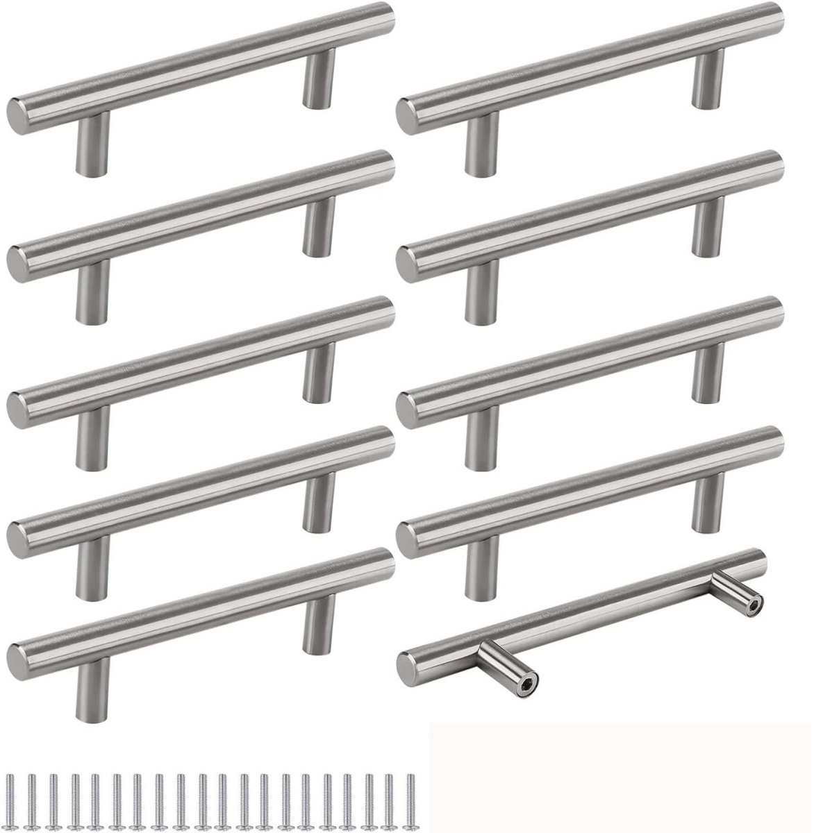 EXCITAT 10 stuks - Handgrepen - Meubelgrepen - Kastgrepen - Roestvrij staal - Geschikt voor keuken, woonkamer, kledingkast, badkamer, lade