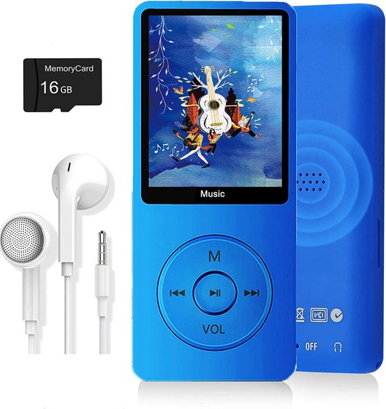 MP3 Speler-Compact Draagbaar Met FM Radio En E-Book Functie-Bluetooth-Ondersteuning Tot 128 GB-1 Stuks-Sport En Reizen-Blauw