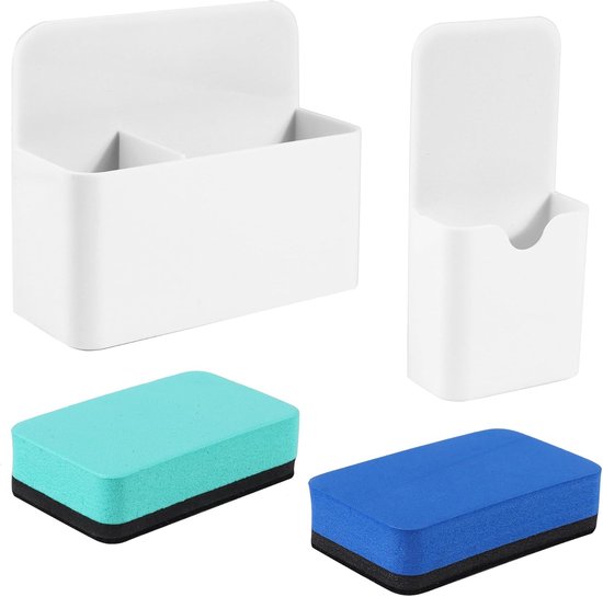 ECENCE Magnetische Pennenhouder Met 2 Vakjes – Inclusief Whiteboard Spons – Voor Koelkast & Whiteboard