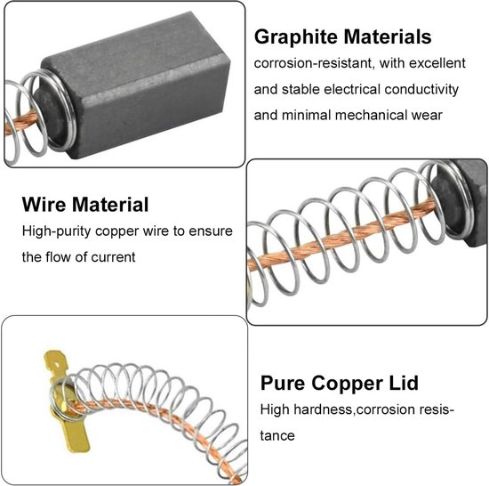 Motor Carbon Borstels - Carbon Borstels Voor Elektrische Gereedschappen - Vervangende Motor Carbon Borstels - 4 Stuks — afbeelding 5