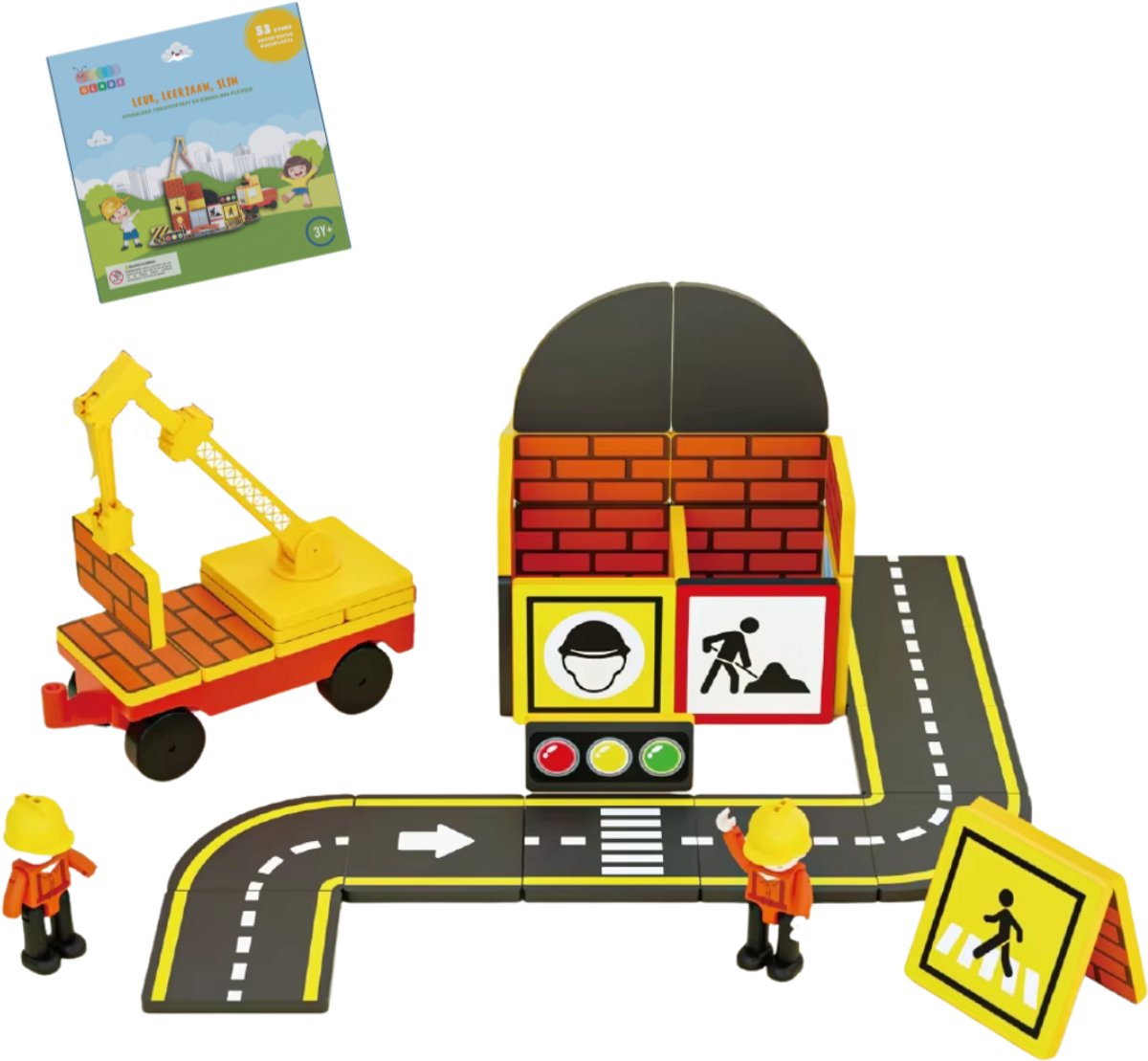 Gladi Tiles 53-Delige Magnetische Bouwplaats - Magnetic Tiles - Magnetisch Speelgoed