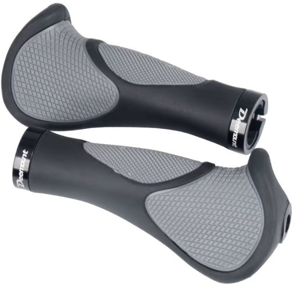 Rieba® Handvatten Fiets - Ergonomische Handgrepen - Binnendiameter 22.2 mm - Zeer Comfortabel - Rubber - Zwart / Grijs