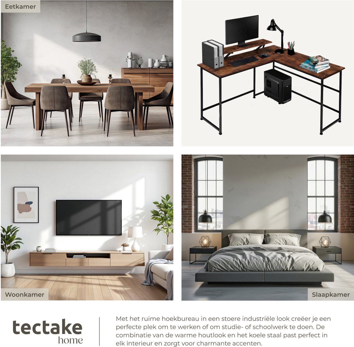 Tectake Tectake L-vormig Bureau - afbeelding 2