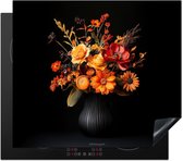 KitchenYeah® Inductie beschermer 60x52 cm - Bloemen - Boeket - Herfst - Oranje - Kookplaataccessoires - Afdekplaat voor kookplaat - Inductiebeschermer - Inductiemat - Inductieplaat mat - Keuken decoratie