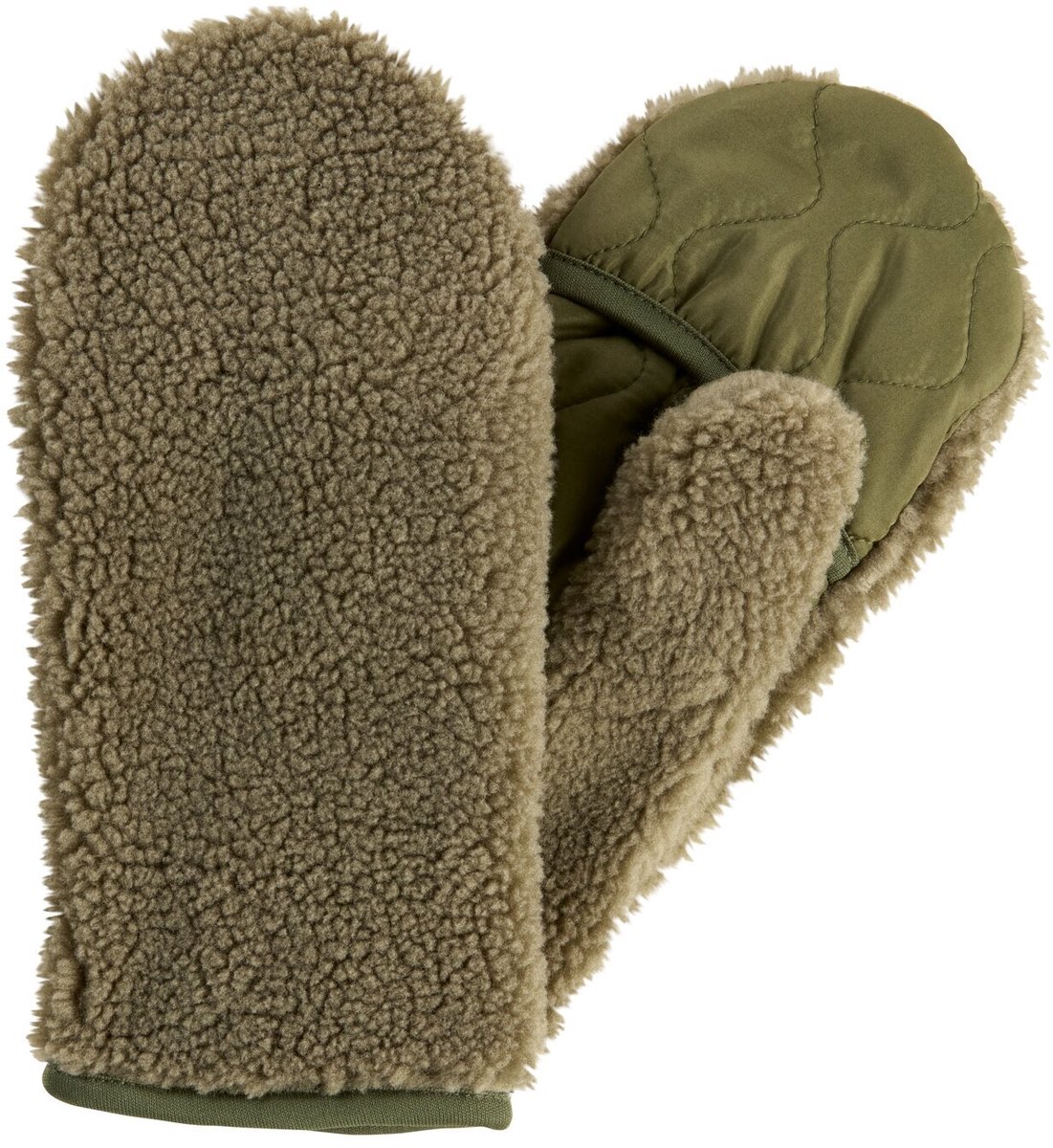 camel active Teddyhandschoenen met materiaalmix - Maat womenswear-M - Licht kaki
