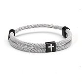 Kruis Anker, Gevlochten Leren Armband Karamel – Sieraad met een Boodschap