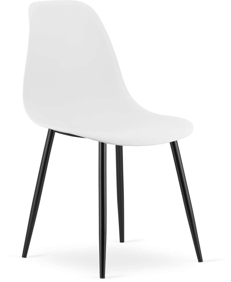 Stoel WAT – Wit, Zwarte Metalen Poten, Kunststof Zitting – Modern en Ergonomisch – Geschikt voor Eetkamer, Woonkamer, Keuken, Thuiswerkplek, Kantine en Wachtruimte – Eenvoudige Montage