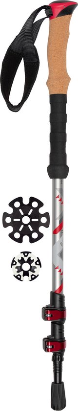 Abbey Walking Stick Télescopique Réglable Cork / EVA Grip - Camino - Noir / Rouge