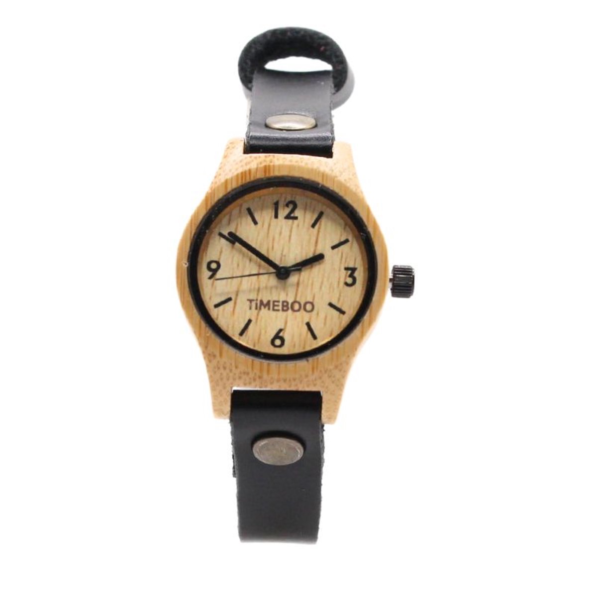 Timeboo horloge Small | Bamboe houten horloge | dames - leer - Black