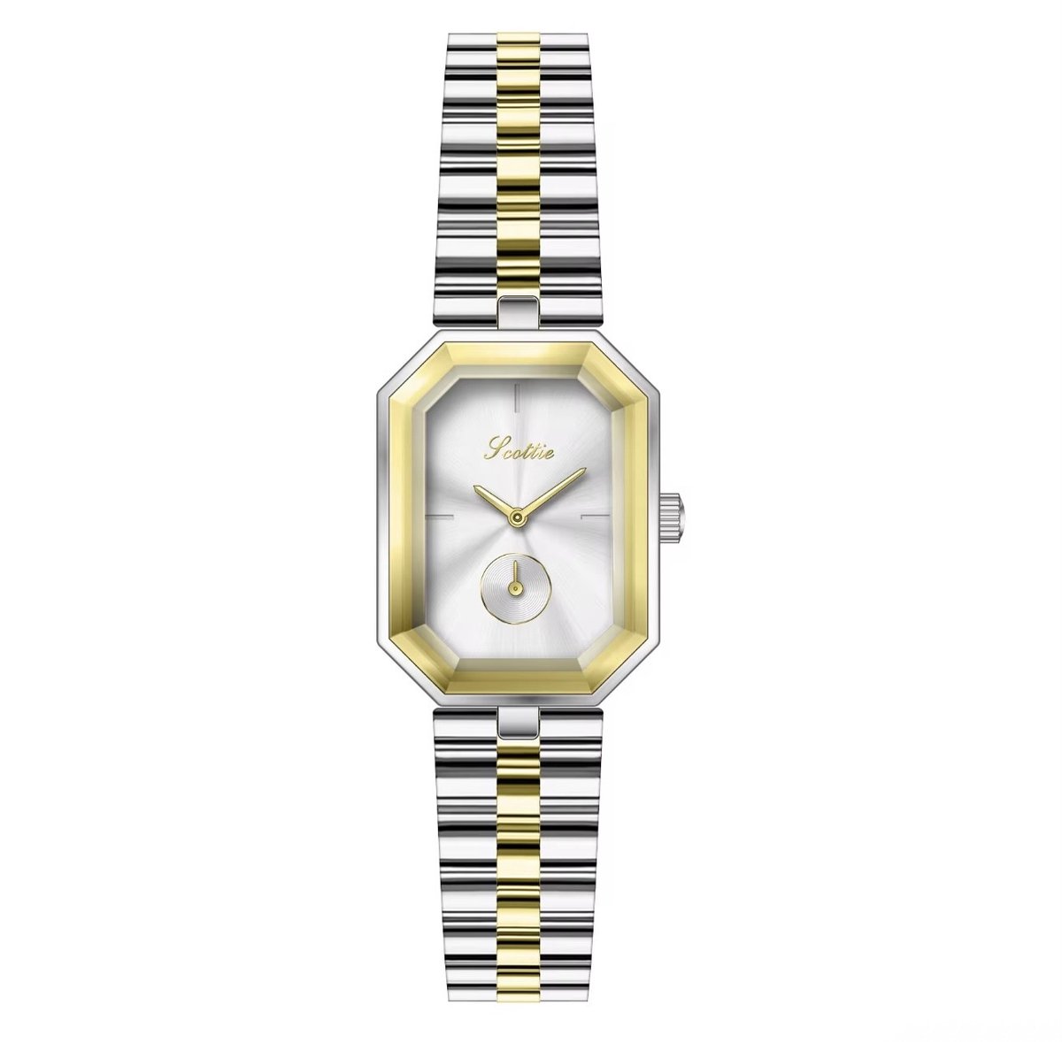 Scottie Dames Horloge Rechthoek | ZilverGoudkleuig | Dames Horloges | Dames Sieraden | Horloge | Luxe Geschenkdoos |