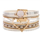 Bracelet enroulé Witte avec cœur doré et strass – Design Boho Luxe avec fermoir magnétique pour femme