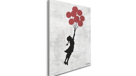Graffiti Banksy - Balloon Girl - Impression sur toile Premium 48x67,5 cm - Décoration murale
