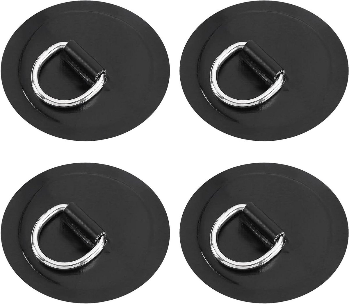 Allecto Plus - Kajak D-Ring Pads Set van 4 Stuks voor PVC Opblaasbare Boot - Accessoires voor Kano Vlot - 105 cm Zwart - Extra Sterke Bevestiging