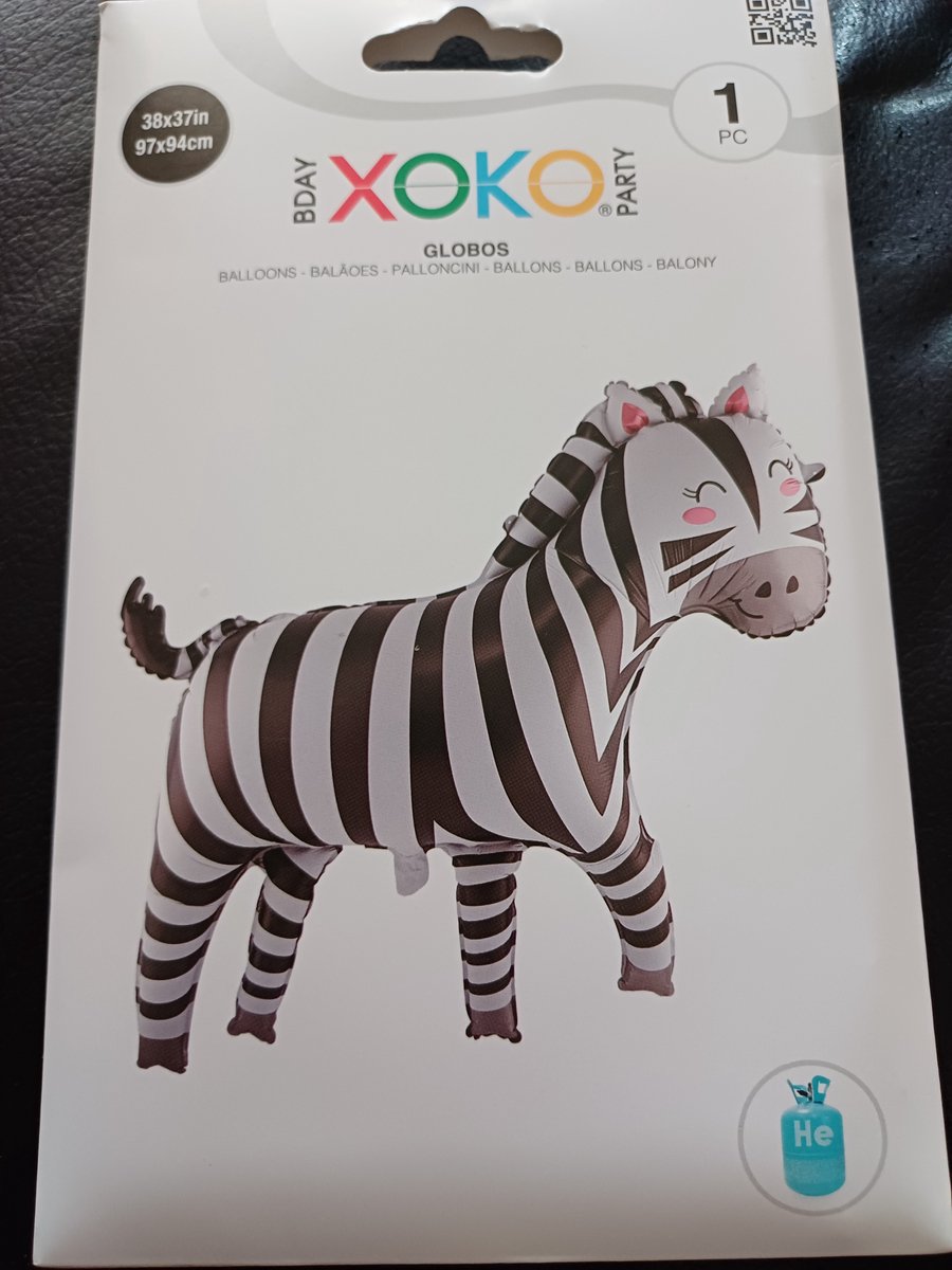 Folieballon zebra 97x94cm