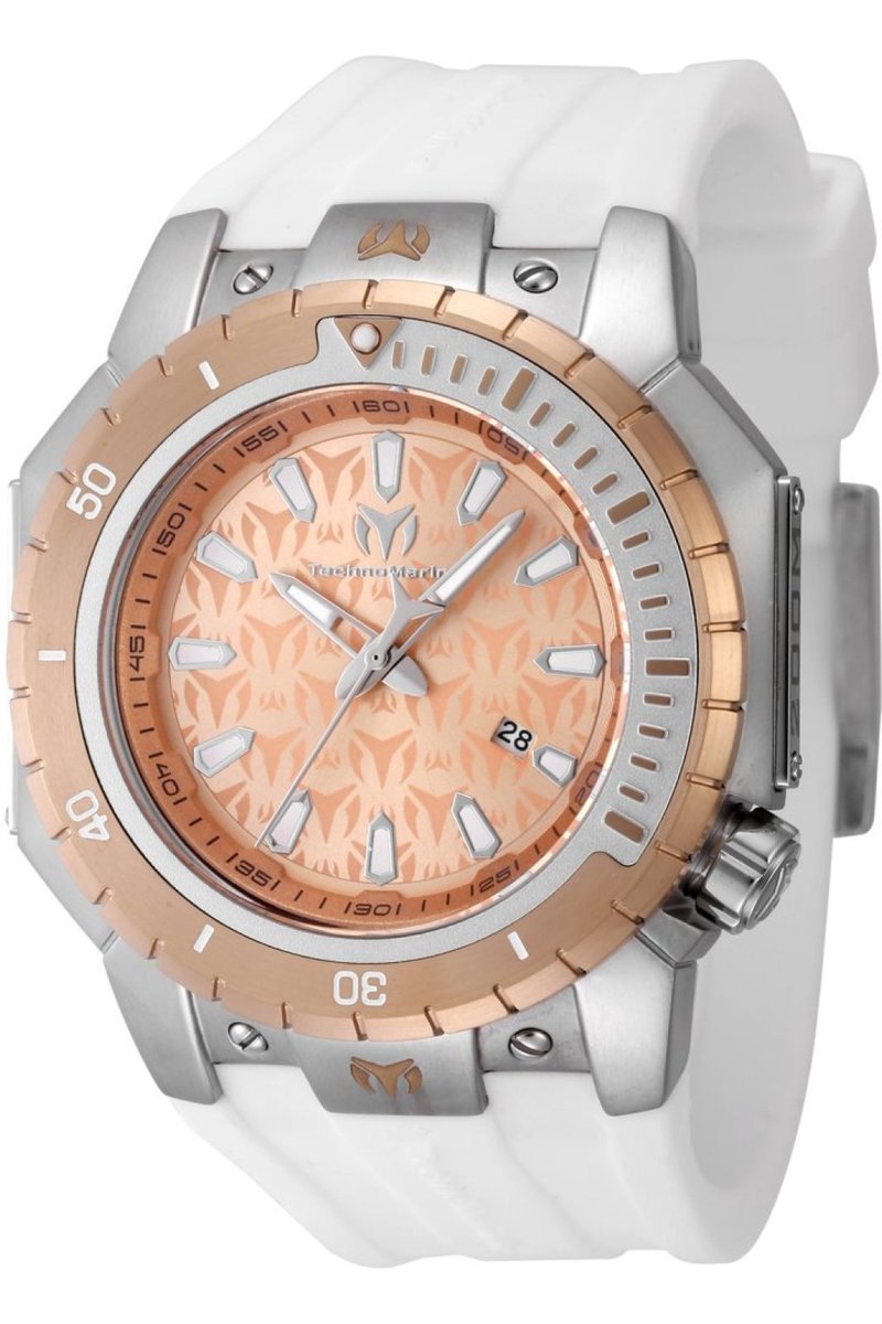 TechnoMarine Manta TM-224005 Heren Horloge - Waterdicht - Analoog - Quartz Uurwerk - Roestvrij Staal met rosegouden Wijzerplaat - 49mm