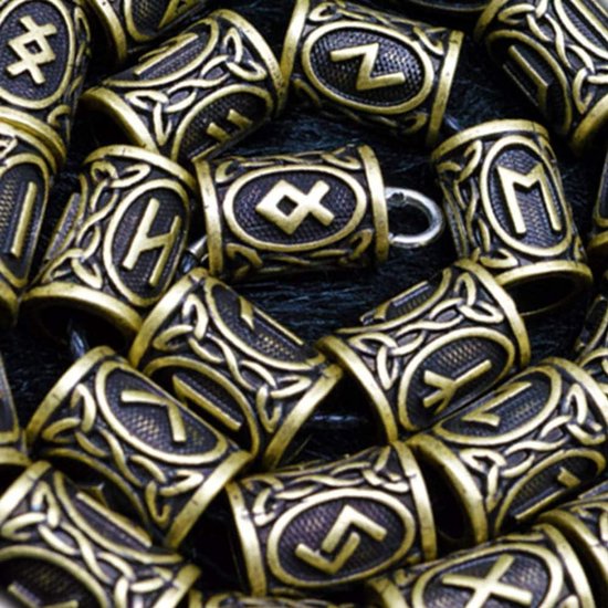 KIMISS Baardkralen, 10 stuks, Viking-baardkralen, baardstyling, gereedschap, halsketting, armband