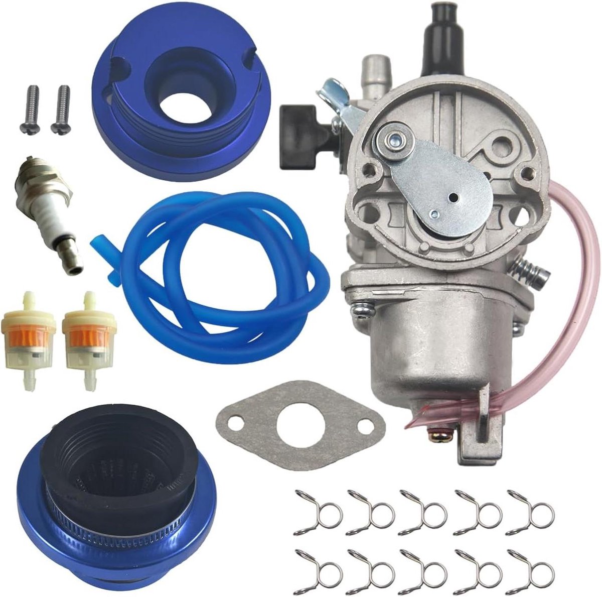 Aluminim Luchtfilter Stack Upgrade Adapter voor PZ13 Carburateur 2-takt 47cc 49cc Mini Quad Off-road Zak Bike (Blauw)
