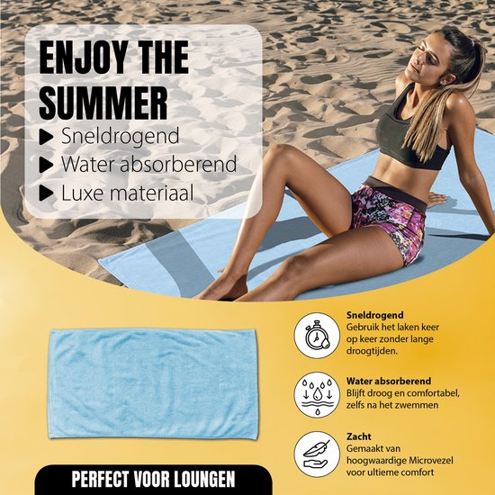 LINNICK Strandlaken Microvezel 100x200cm - Strandlaken xxl - Strandkleed - Strandhanddoek - Sneldrogend Badlaken - Lichtgewicht Reishanddoek - blue