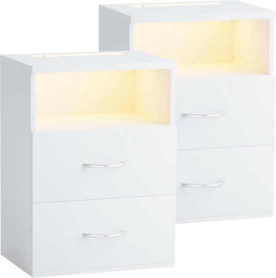Nachtkastje met ledlicht, nachtkastje, laadstation, nachtkastjes van