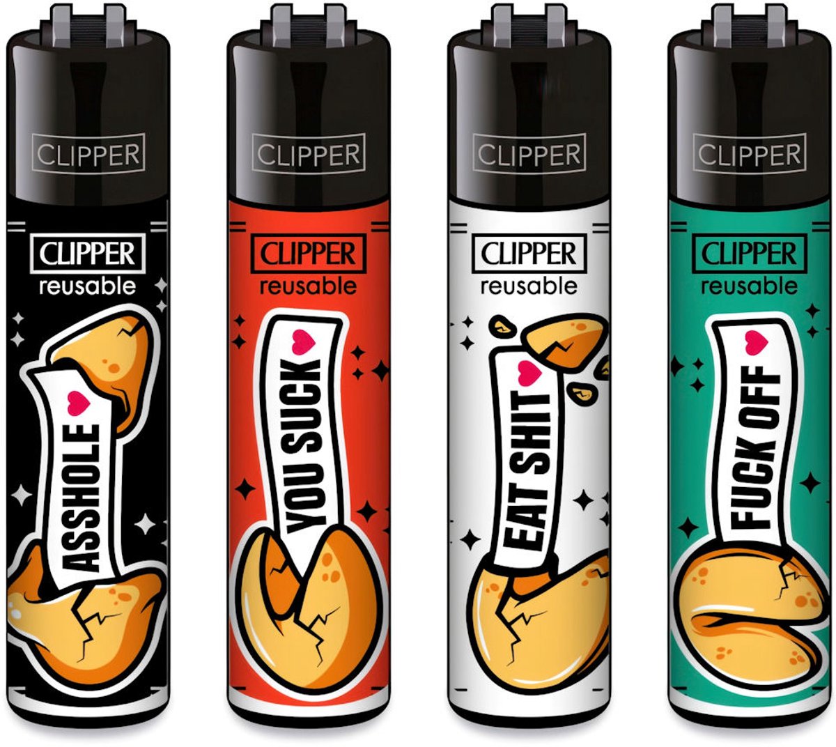 Clipper Classic Large Aanstekers "Fortune Cookies" (4 Stuks)