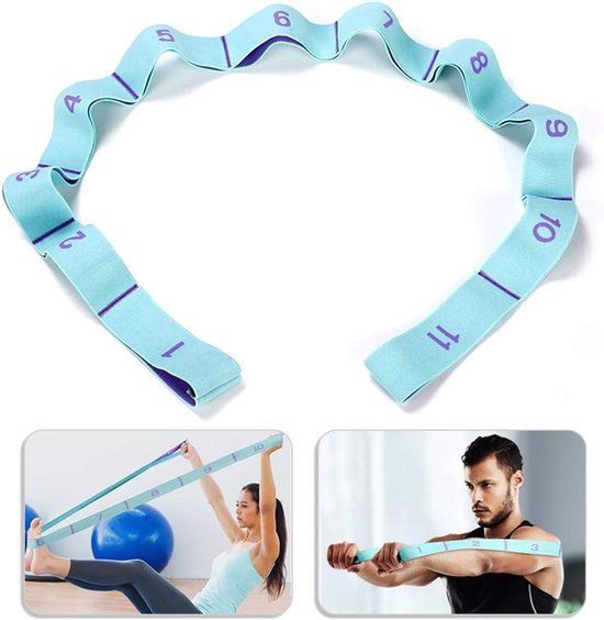 125*4 cm - Yoga weerstandsband - Yoga stretchband - Yoga-oefenband - Rekband - met 11 ringen - Weerstandsband - voor training, pilates, dans en fitness - blauw paars van Merkloos — afbeelding 3