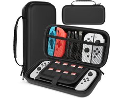 Case geschikt voor Nintendo Switch - Hoes geschikt voor Nintendo Switch - Accessoires geschikt voor Nintendo Switch - Opbergtas geschikt voor Nintendo Switch - OLED - Beschermhoezen - Beschermhoes - Koffer - Case - Hoes - Accessoires - Zwart