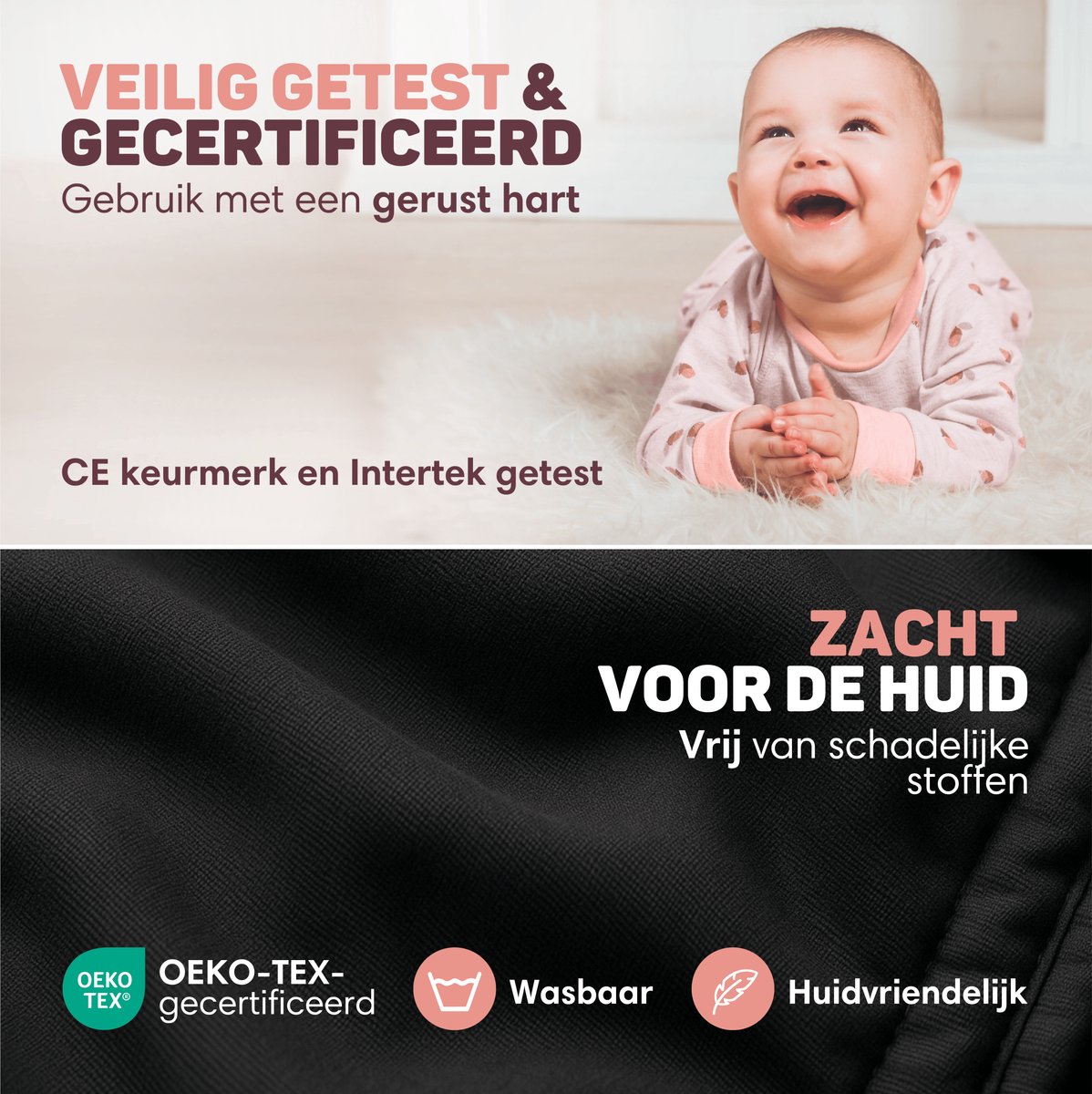 Vulpes Goods® BabyCare - Draagzak – Ergonomische Baby Draagzak 0-36 mnd – Luxe Buikdrager tot 20 kg – OEKO-TEX® Katoen – Handsfree Comfort - Met Rugsteun & M-Positie - Zwart – foto 5