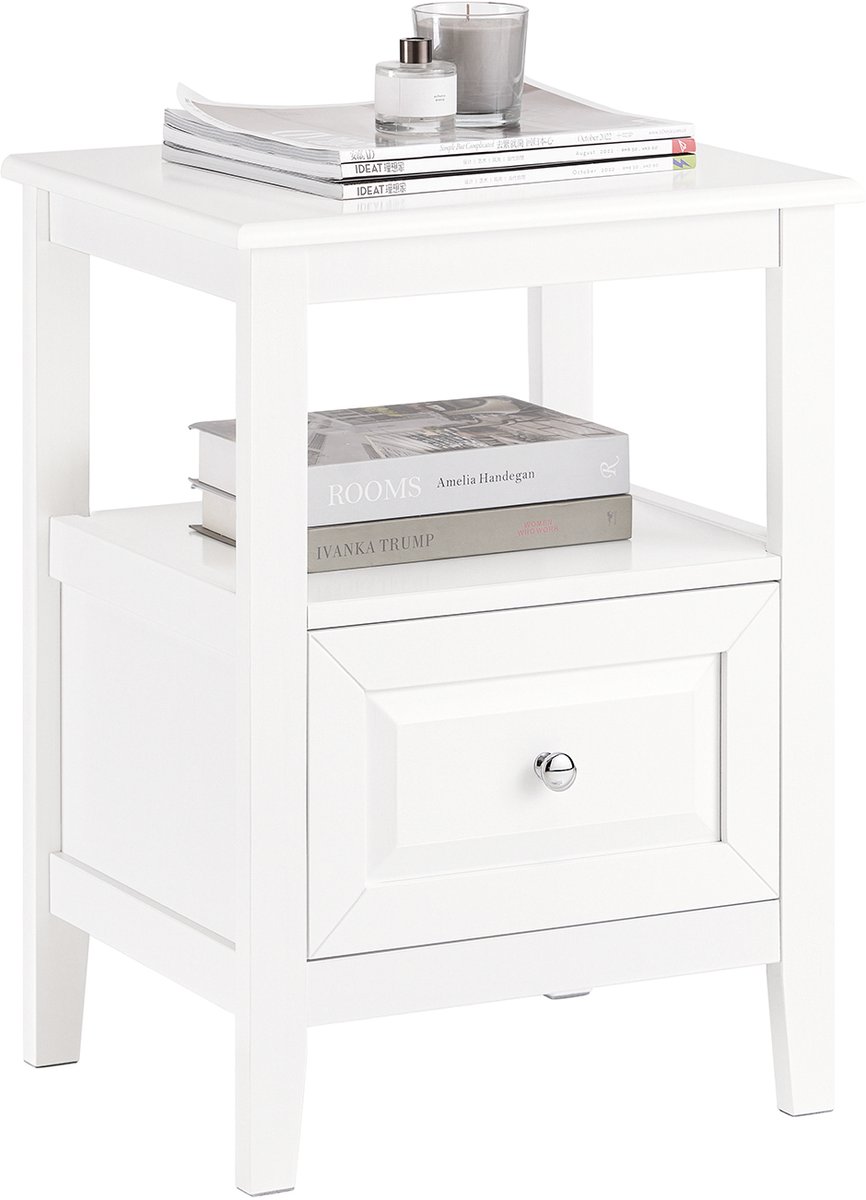 SoBuy FBT131-W Nachtkastje, Sofa Bijzettafel, Bedtafel voor Woonkamer, Slaapkamer, Kantoor Wit