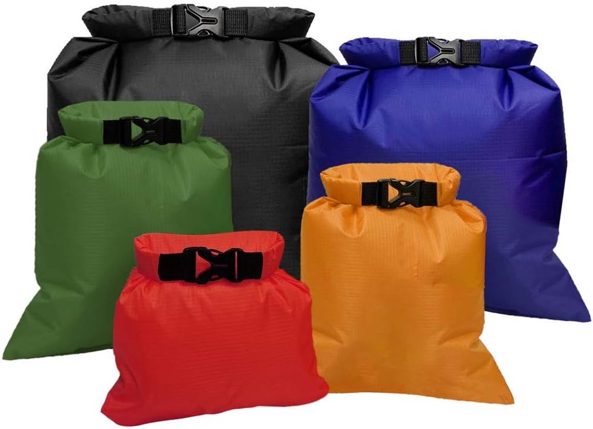 SNQ Set van 5 stuks - Waterdichte hoes - Waterdichte droge tas - Lichtgewicht droge tas voor buiten - Ultieme droge tas voor kajakken, raften, varen, kamperen (2L, 3L, 4L, 5L, 8L)