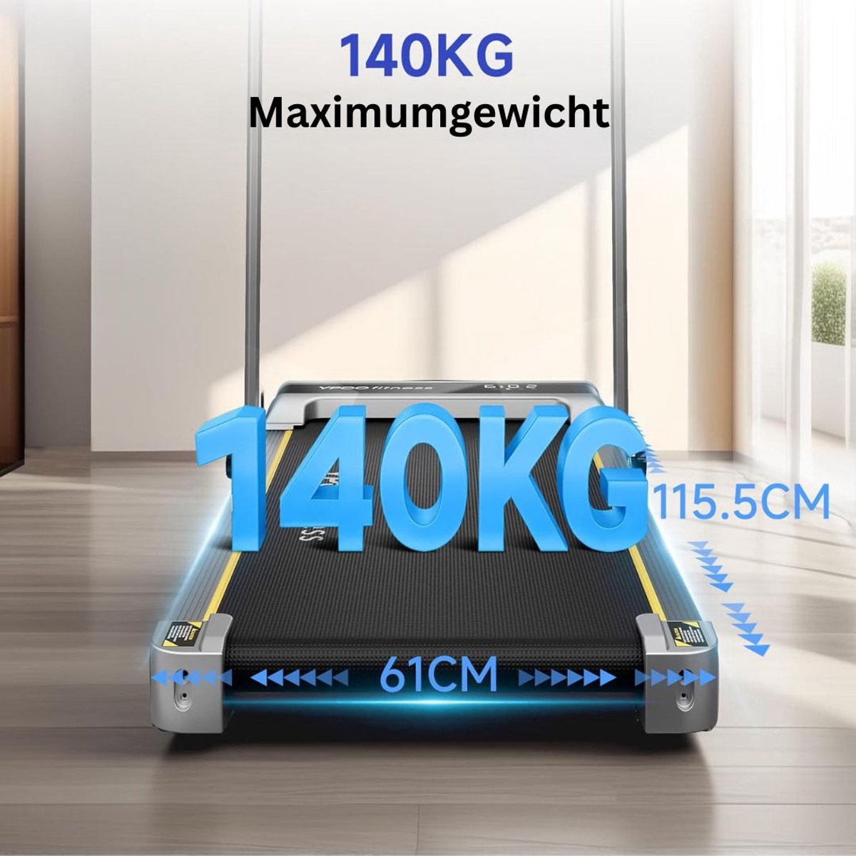 Afbeelding 3 van CLGP® Loopband Inklapbaar - Hometrainer Elektrisch - Walking Pad Fitness - Grijs