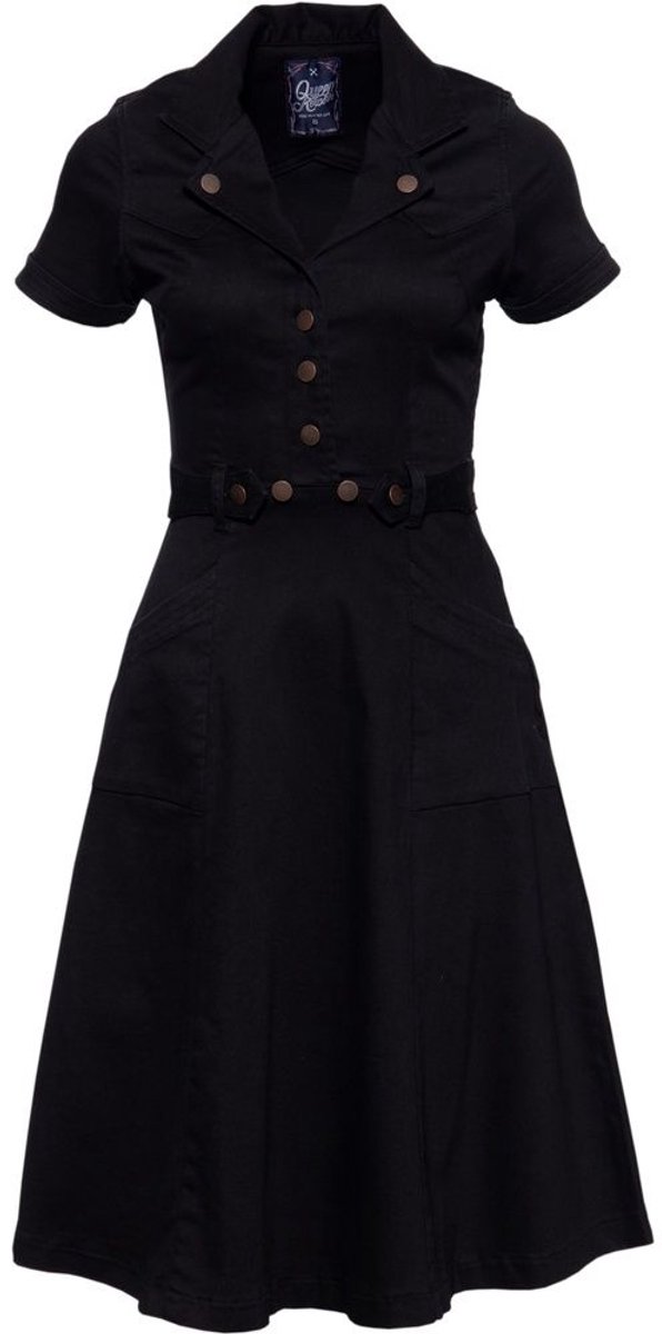 Queen Kerosin Damen Workwear - Swingkleid QK5201015000 Black Rinsed-3XL