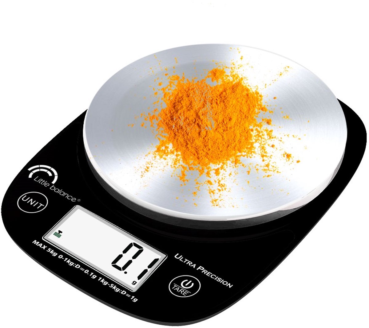 Little Balance 8721 - Keukenweegschaal – 0,1 gram nauwkeurig – digitaal & USB-oplaadbaar – 5kg – LED display – met 1.2 liter kom