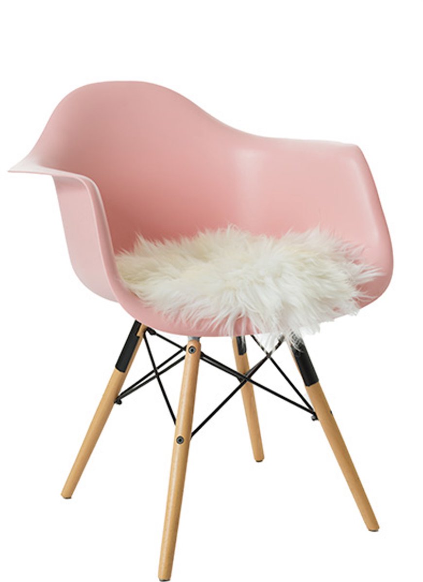 Schapenvacht stoelkussen wit - Stoelpad schaapsvacht - Schapenwollen chairpad - kussen dierenhuid dierenvacht - Decoratie stoelkussentje wol