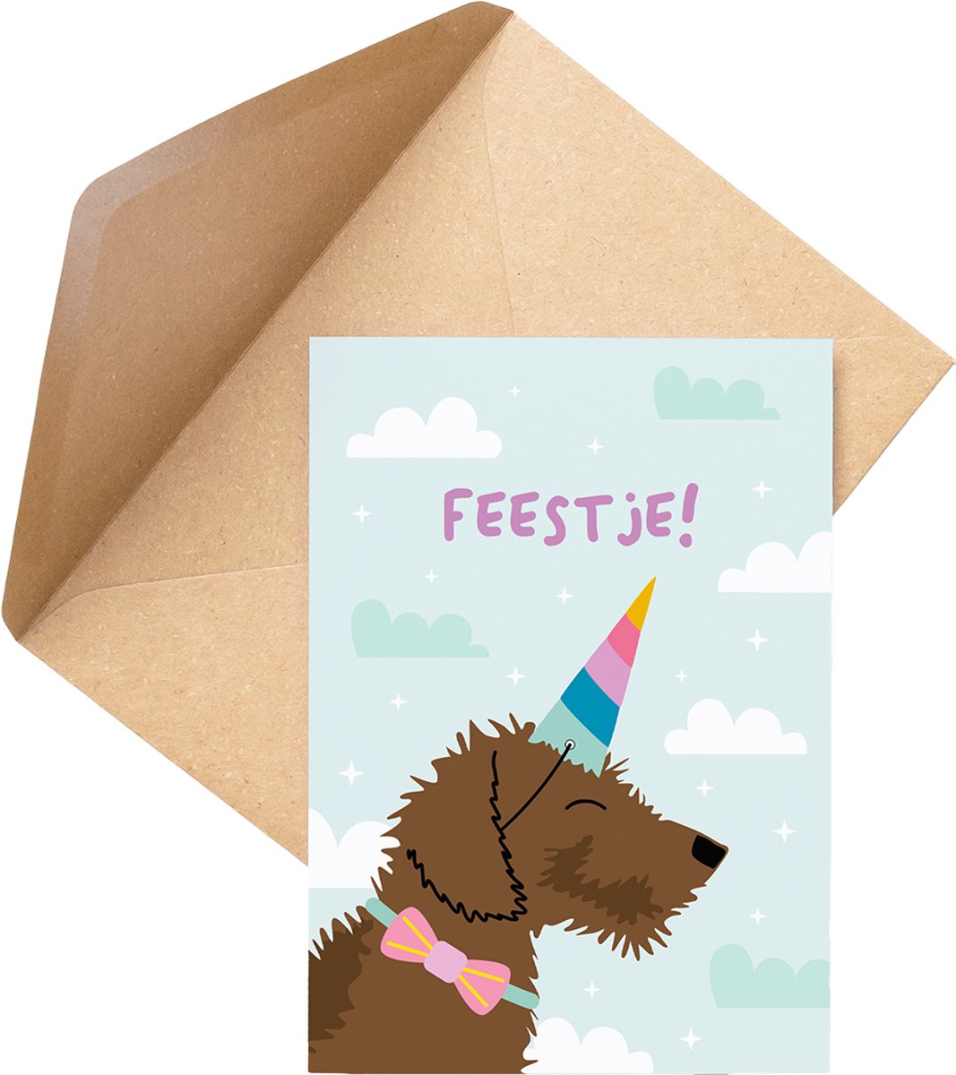 Uitnodigingen Kinderfeestje Meisje – Unicorn Teckel Frits – 8 Stuks met Enveloppen – Verjaardagskaarten Kinderen – Dieren Thema