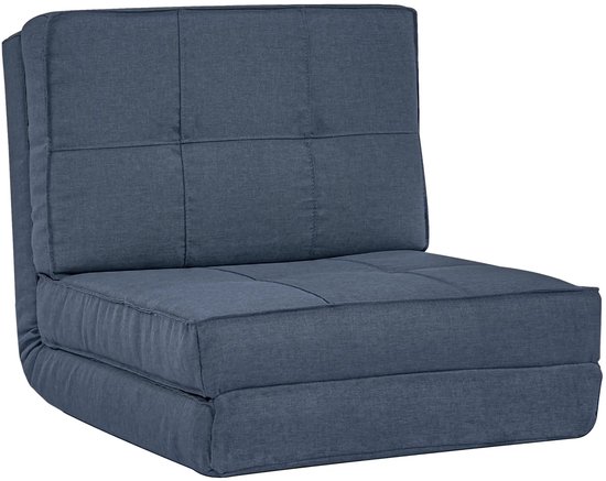 Pugsdrly Opvouwbare vloersofa slaapstoel vloerstoel 5-poots verstelbaar opvouwbare stoel slaapbank slaapbank eenpersoonsbank blauw 61 x 73 x 58 cm
