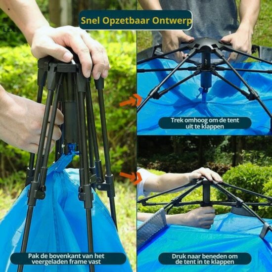 Pop-up werptent tent voor 3-4 personen, strandtent, snel op te zetten, waterdicht, lichtgewicht, kamperen, voor kamperen, klimmen, vissen, survival, festivals van POP — afbeelding 5