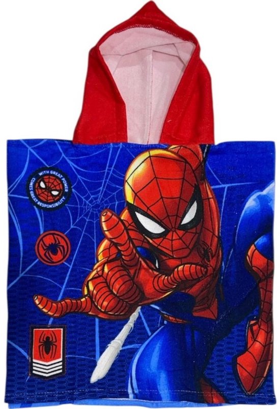 Serviette à Capuche Marvel Spider-Man Pour Garçon - Serviette Poncho Plage Et Bain En Coton Doux