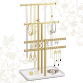 Allecto Plus - Sieradenorganizer met verstelbare kettinghouder voor oorbellen, armbanden en horloges - Stabiele sieradenopslag - Accessoirehouder met sieradenstandaard