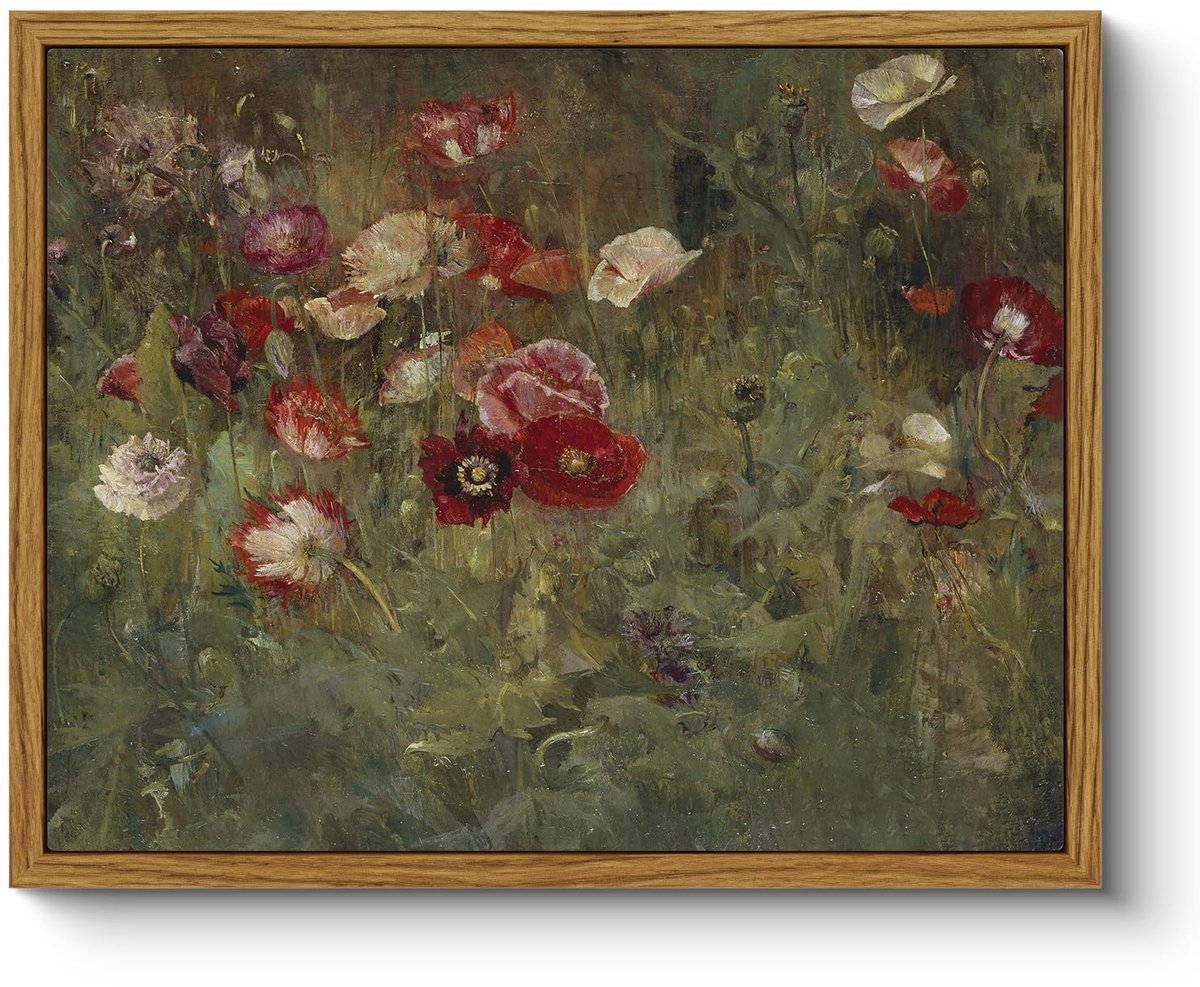 Ibenzoa Vintage Bloemenschilderij op Canvas met Lijst voor Sfeervolle Wanddecoratie in Huis groen