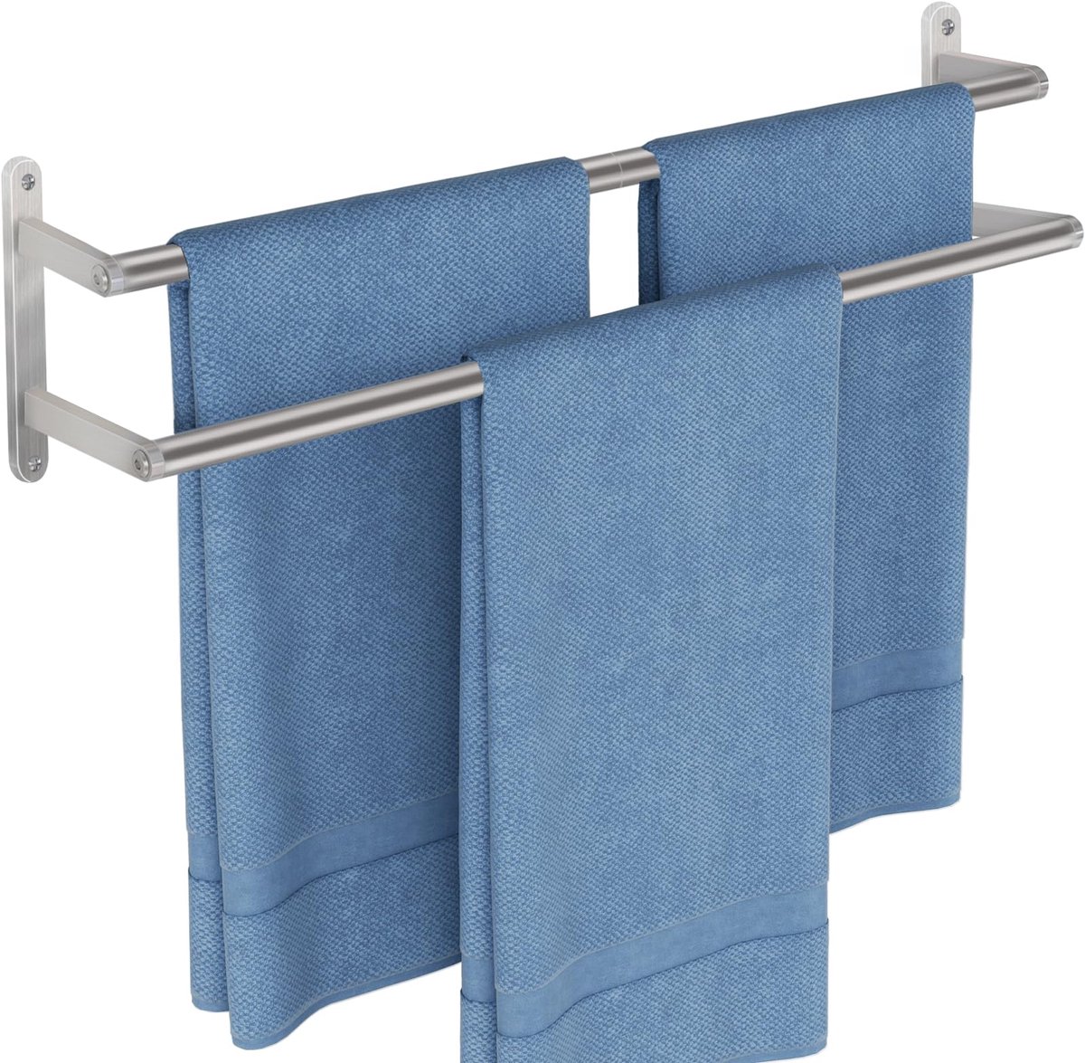 Ibenzoa® Roestvrij stalen handdoekhouder met dubbele stang voor wandmontage, 61 cm, eenvoudig te installeren