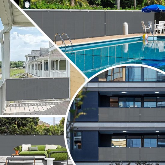 Balkon Privacy Screen 80x100cm, UV-bestendige omheining voorruit, anti- gluren, anti-regen, anti-ultraviolet, met kabelbinders, voor achtertuin dek Patio Balkon hek Veranda - Blauw