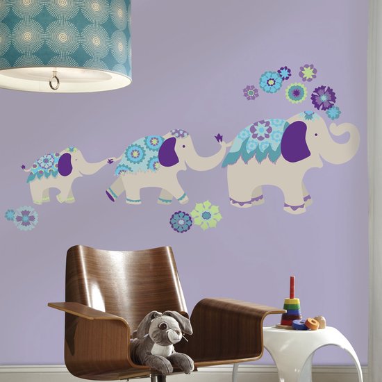 Stickers muraux RoomMates - Éléphant Waverly (bleu/violet)