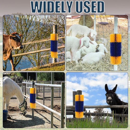 Krabborstel voor paard, koe, halfronde paardenborstels, volledige massage verzorgingsborstel met 2 schroeven voor geiten, runderen, koeien, schapen, paarden, varkens en andere vee om de rug te