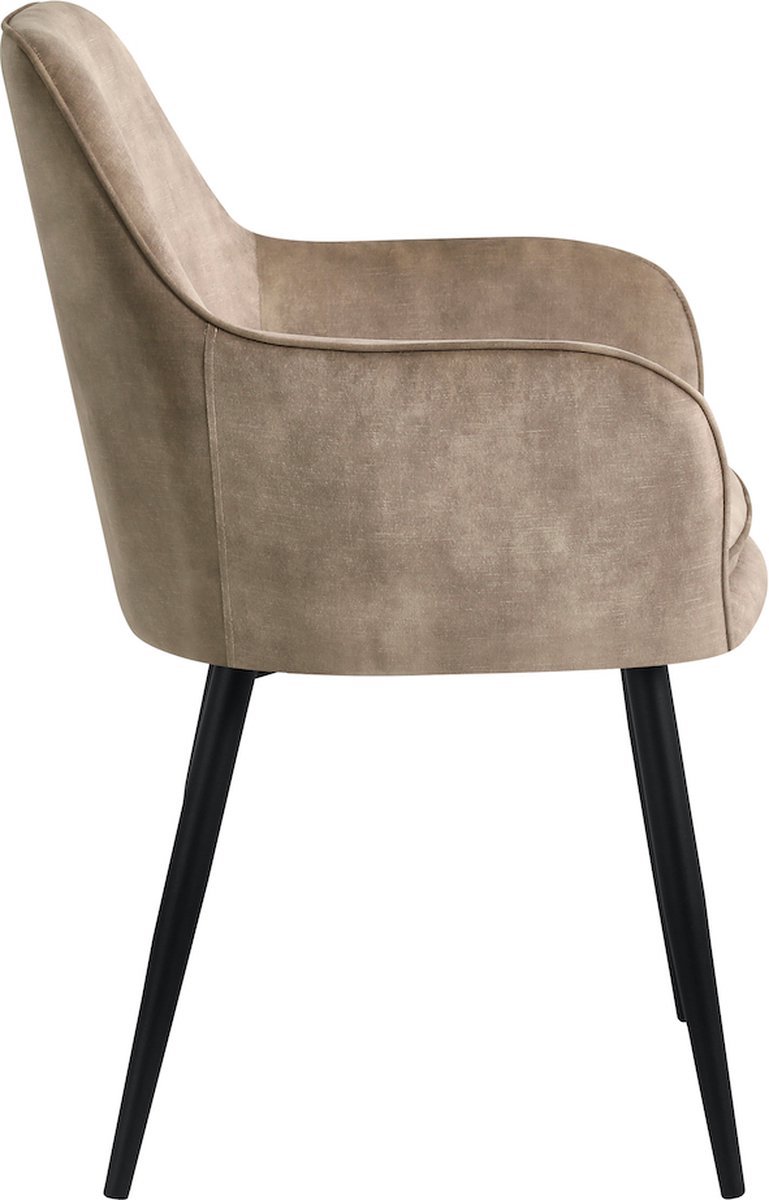 Thuys – Levan Eetkamerstoel – Set Van 4 – Champagne – Adoré Velvet – Industrieel – Met Armleuning