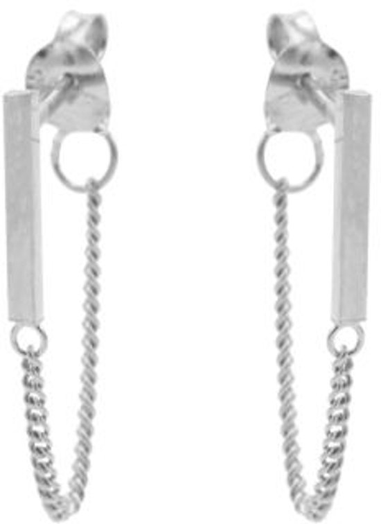 Karma oorbel Chain Tubes Square Silver-M1817
