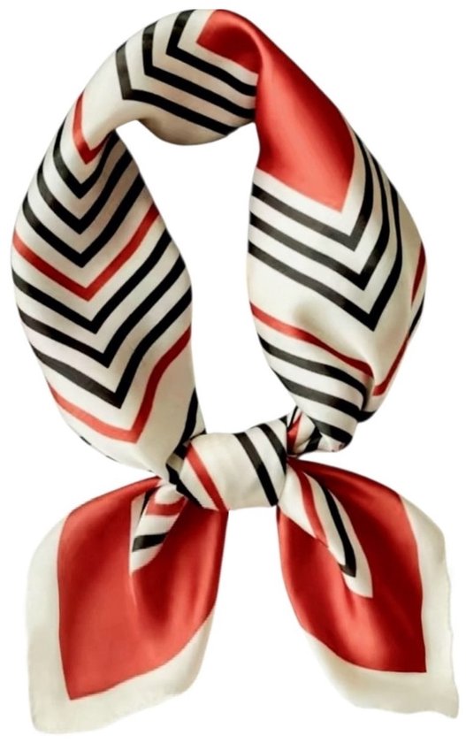 Mooie Rode Sjaal Gestreepte deels silk |Sjaal vierkant zijde | Youhomy accessoires sjaal 70x70 CM neksjaaltje | Zijde zachte Sjaaltje | Hoofdsjaal voor vrouwen | Stewardess Sjaaltje| Moederdag cadeau| Valentijnsdag cadeau