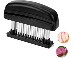 Vleeshamers - Vleesvermalser - Geschikt Voor kip, rundvlees, varkensvlees en vis - 48 ultra scherpe RVS naalden - Meat Tenderizer Vleespletter - Barbecue Tip - Barbeque BBQ Accesoires - zwart - 1stuk