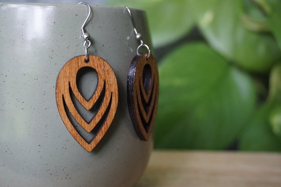 Spirit&Pine - Solana - Boucles d'oreilles en bois - Boucles Boucles d'oreilles pendantes - Boucles d'oreilles pendantes bohèmes - Style Boho - Afromosia