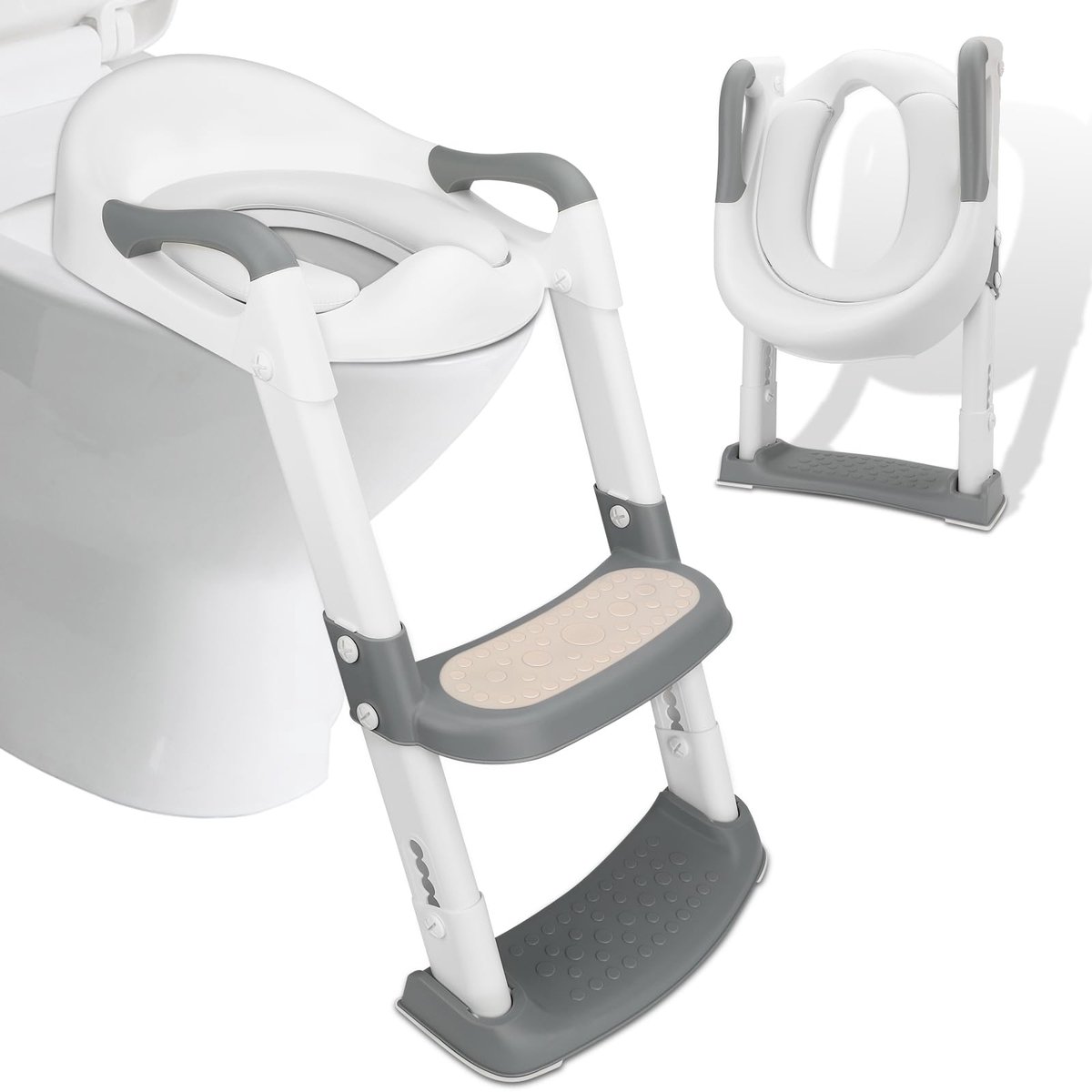 Ibenzoa® Veilige en Comfortabele Toilettrainer met Trap voor Kinderen van 1-7 Jaar, Antislip en Opvouwbaar